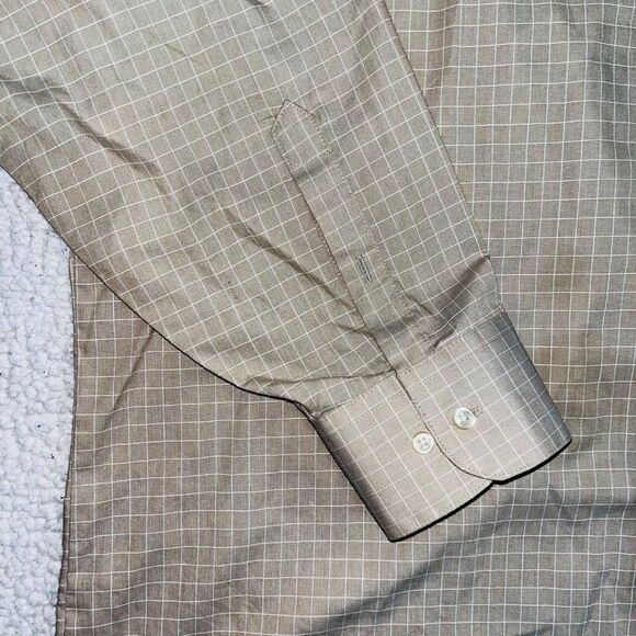 Geoffrey Beene | Long Sleeve Button Down Shirt | Tan | 17.5 32/33 - Picture 2 of 6